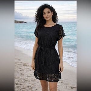 Elegant Black Lace Swim Coverup